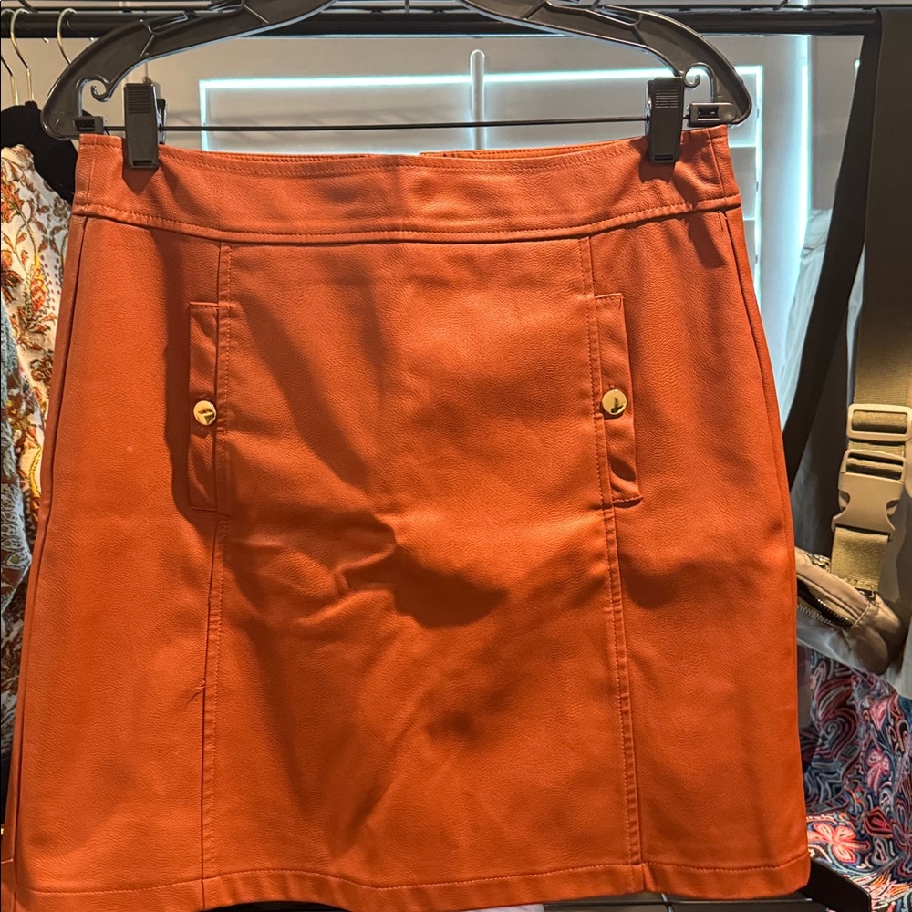 LOFT Rust Skirt with Button Accents
